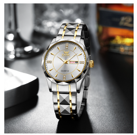OPK Watch For Men Waterproof With Box Original Stainless Steel Luxury Business Luminous Quartz Watch WHITE DIAL TWO TONE STRAP