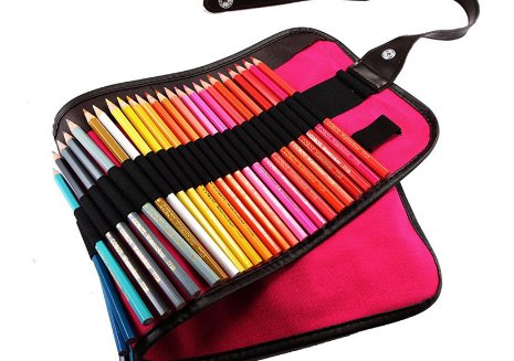SeamiArt 48 Holes Canvas Bag For Color Pencils Sketch Pencils 5 Color Options