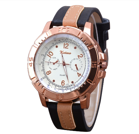Explosive fashion sports three-eye belt men's watch Korean version of simple large dial quartz watch gift watch M006