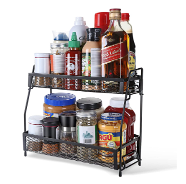 Desktop Double Layer Storage Rack Detachable Iron Kitchen Spice Rack