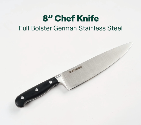 Famco 8" Chef Knife, German Stainless Steel 2.5mm HRC56, Ergonomic Handle, Multi-Purpose Sharp Blade