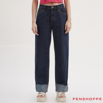 Penshoppe Straight Fit Jeans With Deep Cuff For Women Indigo