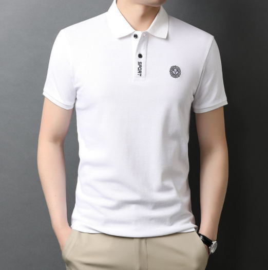 Embroidered Men Polo Shirt Short Sleeved T-shirt Summer Plain Lapel Loose Plus Size Men Clothing