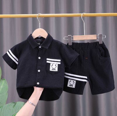 Kid's Short-Sleeved Suit Baby Boy Shirt 2-Piece Set 0-5 years old Baby Fashion Casual Short-Sleeved T-shirt shorts Summer Children's Clothing