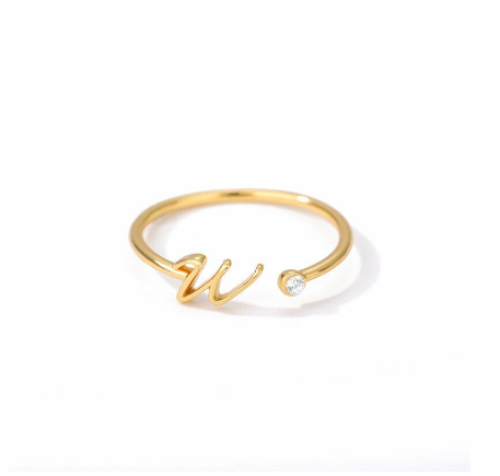 【Y&X】No fade 18K Gold 26 Initial Letters A G J Cubic Zircon Crystal Open Rings Finger Women Jewelry Gift W