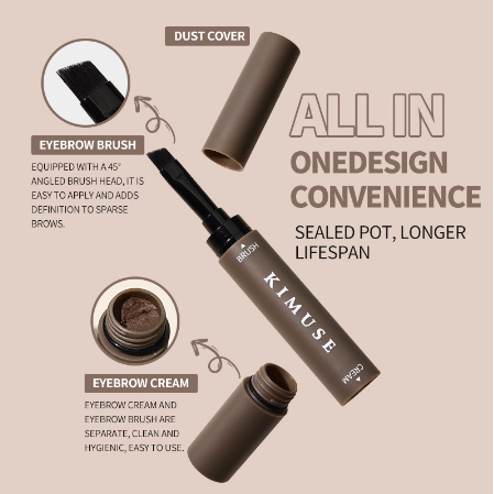 KIMUSE Eyebrow Cream Gel With Brush 2 IN 1 Pomade Brow Pencil Long-lasting & Waterproof Brow Makeup Brow Stamp