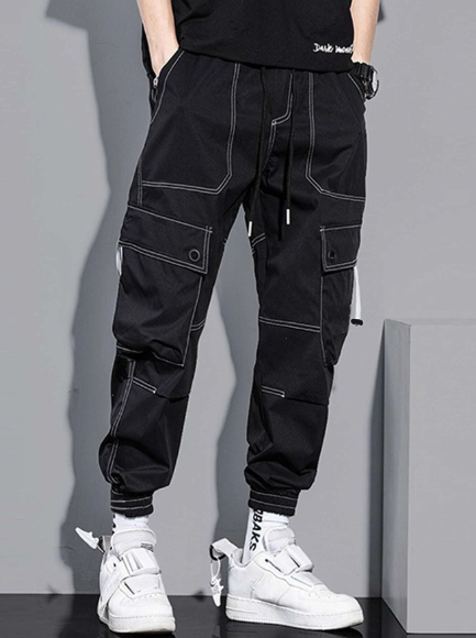 Manfinity Hypemode Men Top-stitching Slant Pocket Cargo Pants