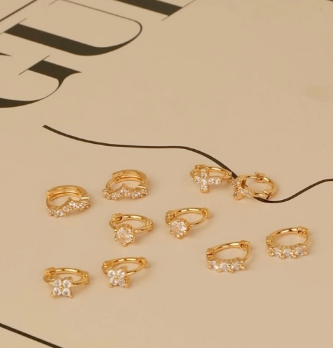 SHIWU 18K Gold Cross Diamond Hoop Earrings Fashion Fine Accessories for Women Hypoallergenic 474e