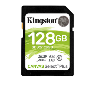 Kingston Canvas Select Plus SD Card 128GB for HD 1080p and 4K Video Cameras (SDS2/128GB)
