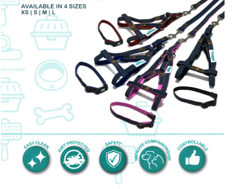 Doggo Denim Harness Set (Medium Size)