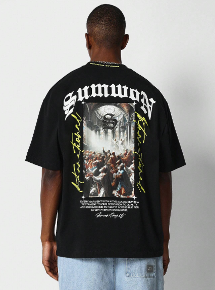 SUMWON Tee With Back Photo Graphic Print College Ready