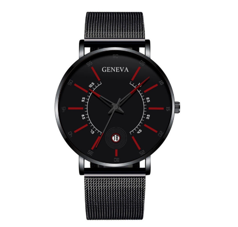 Geneva Luxury Ultra Thin Men's Business Watches Stainless Steel Mesh Belt Analog Quartz Wristwatch M9
