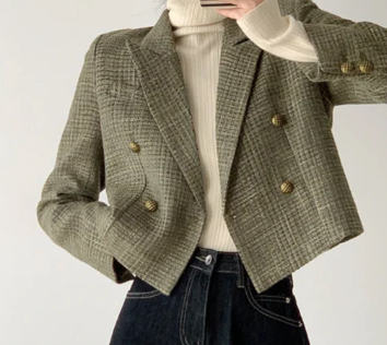 Lovito Women Elegant Plain Double Button Blazer LNE27218 Green