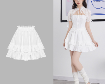 Lovito Women Lace Skirts L55Ad093 White