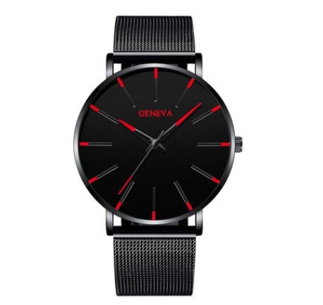 Explosive mesh belt classic dented color scale color pointer watch business men's watch simple alloy belt quartz watch M18