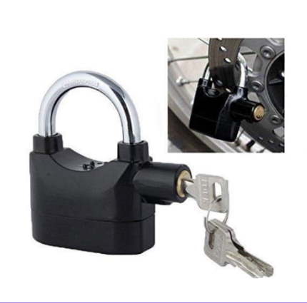 Anti-Theft Alarm Lock Padlock with Alarm Siren for Security of Motorbikes, Home, Gate, or Bicycle