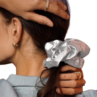 Mikana Kori XXL Oversized Scrunchies Gray Hair Ribbon Hair Tie Scrunchie Hair Accessories for Women