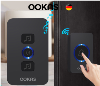 Ookas Smart Wireless Door Bell With Cover Waterproof 62 Ringtones High Volume Remote control