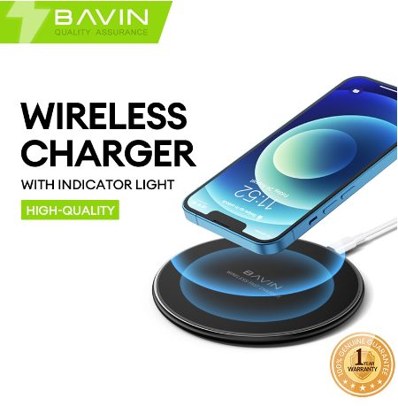 BAVIN PC017 15W Wireless Fast Charger Universal Desktop Charging Pad for iPh 14/13/12 Huawei Xiaomi
