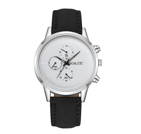 Simple three-eye calendar watch Fashion scale student sports PU strap men’s quartz watch 07