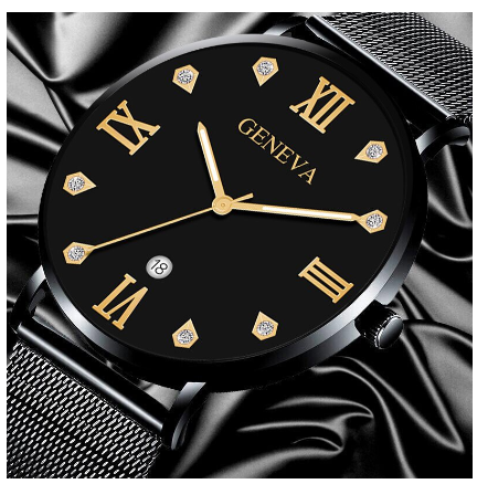 Original GENEVA Luxury Diamond Stainless Steel Waterproof Quartz Fashion Watch for men's Women's 14