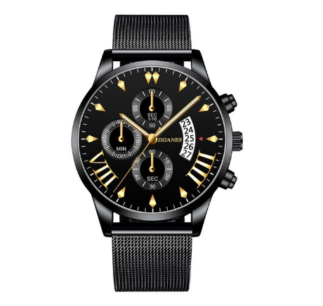 Luxury Gold Mens Stainless Steel Mesh Belt Quartz Watch Men Business Casual Wrist Watches Analog Clock Relo Ng Kalalakihan ALL BLACK GOLD