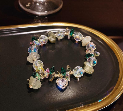 Heart Zircon Crystal Pendant Girl‘s Non-mainstream Design Impact Inspired Bracelet