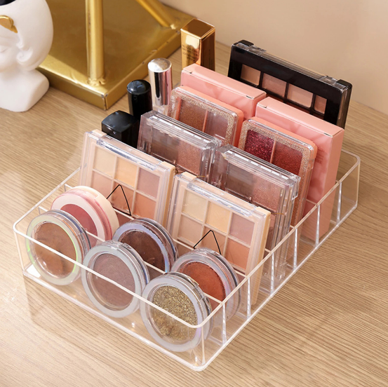 7-Grids Clear Acrylic Cosmetic Makeup Eyeshadow Palette Lipstick Storage Desktop Organizer