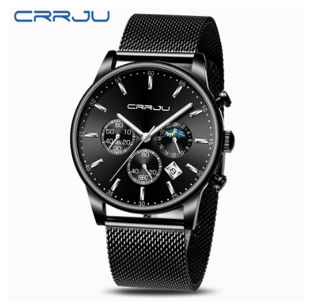 CRRJU Luxury Brand Mens Sport Watches Military Stainless Steel Quartz Waterproof 2266 X M01