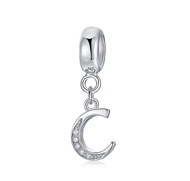 Pandora Letter Charm 925 Silver 26 Letters Diamond Charms Bracelet Pendant C
