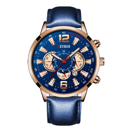 Fashion Mens Sports Watches Men Stainless Steel Quartz Wrist Watch Calendar Luminous Clock Man Business Casual Leather Watch 4