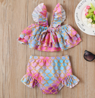 Children Clothing Baby Swimsuit 4 Infant Split Hot Spring Suspender Skirt Mermaid 5 Little Girls Swimwear Ins