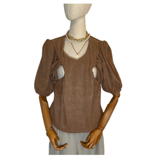 Nursing Blouse Puff Sleeve Plain Bark Nursing Top Breastfeeding Blouse Nursing wear Baptismal Outfit NB14