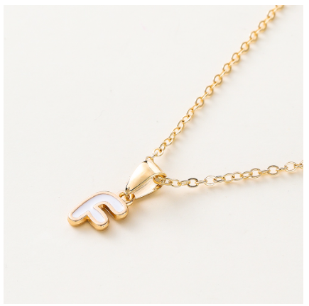 St.kunkka Three-Dimensional Metal English Letter Pendant Necklace Ladies Necklace A-Z for Gift F