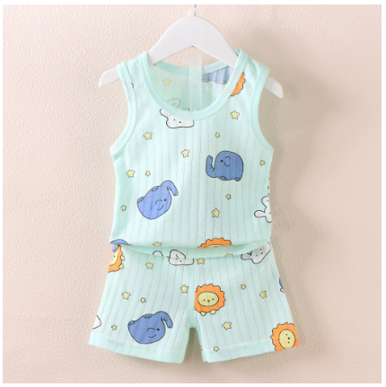 Ready Stock Boys Girls' Cartoon Thin Breathable Sleeveless Vest and Shorts Set BT5