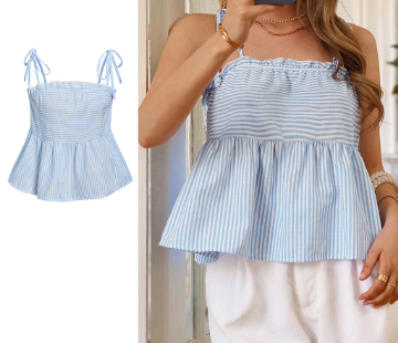 Lovito Women Ruched Bow Tank Tops L68ED070 Blue