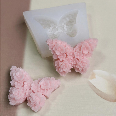 3D Flower Butterfly Silicone Mold Epoxy Resin Mold Floral Butterfly Candle Mold for Candle Making Silicone Mold for DIY Scented Candles Plaster