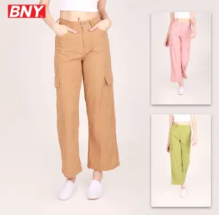 BNY Ladies Corduroy Highwaist Wideleg Cargo Pants 342