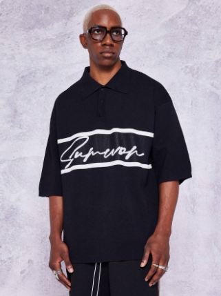 SUMWON Oversized Knitted Polo With Signature Logo
