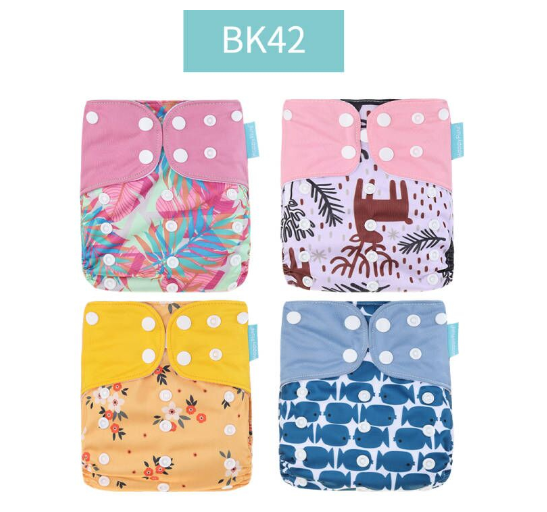Happyflute 2023 4pcs set Washable Eco-friendly Baby Cloth Diaper Ecological Adjustable Nappy Reusable Diaper Fit 0-2year 3-15kg 09