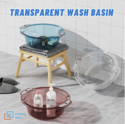 Washbasin Bathroom Transparent With Handle Plastic Laundry Wash Basin Multipurpose