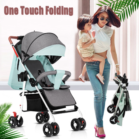 Lightweight Baby Stroller Comfortable Seating portable foldable Baby Push Car Pink