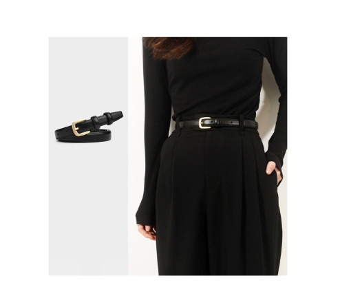 Lovito Women Basic Belted Belt LFA02011 Black
