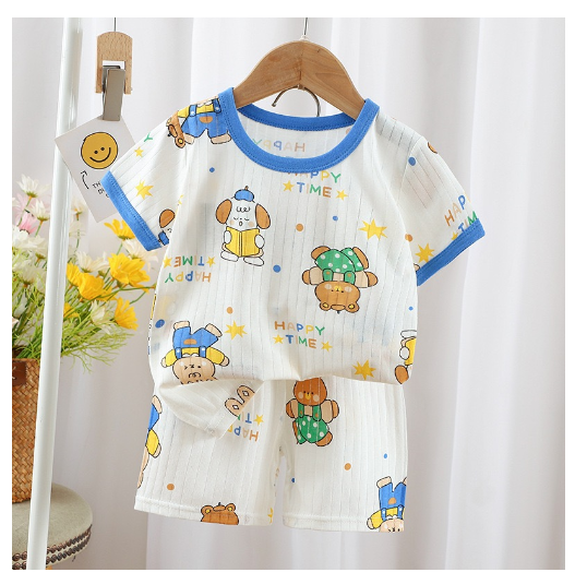 Baby Summer Casual Short-Sleeved Suit Baby Cotton Short-Sleeved  Shorts Suit Baby T-shirt Suit T3