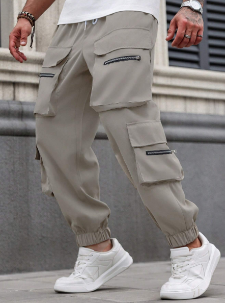 Manfinity Homme Men Plus Size Fashionable Loose Fit Casual Pants With Pocket Design