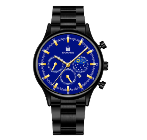 Men Stainless Steel Quartz Watch with Date Calendar 06