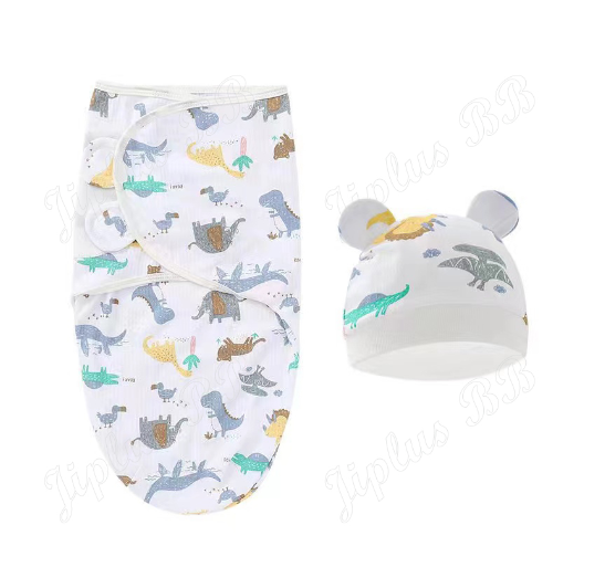 Newborn Baby Muslin Swaddle Blanket Hat Set Swaddle Bedding Wrap Blanket Baby Swaddling S29