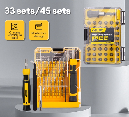 Deli 44/33Pcs Portable Screw Driver Set Magnetic Precision Screwdriver Set Tools DL1033D/DL250045