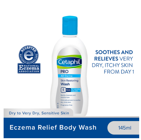 Cetaphil Pro Ad Derma Skin Restoring Wash 145ml (For Eczema - Prone Skin / Atopic Dermatitis)