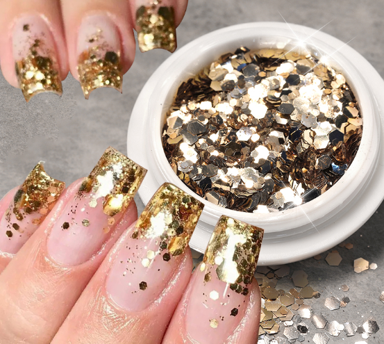 BORN PRETTY Iridescent Flakes Gold Pink White Flakes Slices Chrome Pigment Dust Nail Powder Glitter Sequins Nail Art Decoration